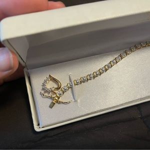 Heart bracket with gold plated sterling silver and crystal detailing